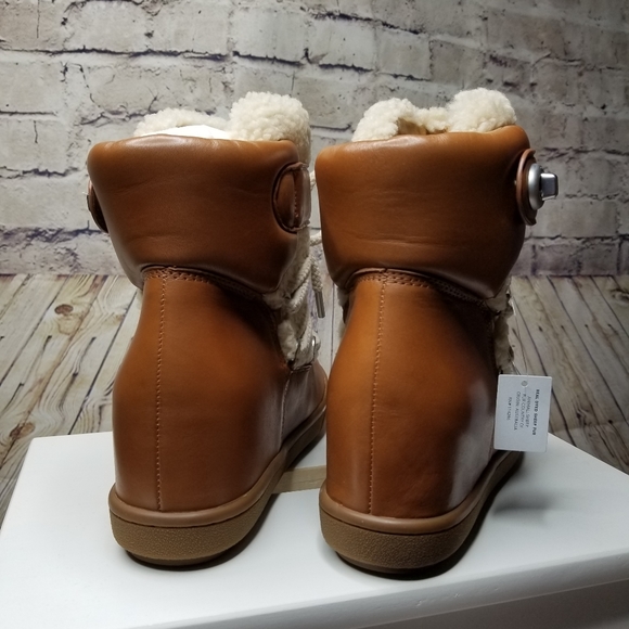 Coach Monroe Leather/Shearling Saddle Boots - Picture 3 of 8